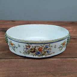 Antique Hand-painted French Faience Platter With Floral Design