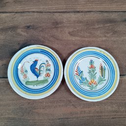 Set Of 4 Henriot B Quimper Hand Painted Dinner Plates