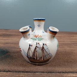 Signed Quimper Pottery Bud Vase 'MAYFLOWER' UNIQUE LQQK