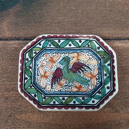 Hand Painted Decorative Platter With Bird Made In CONIMBRIGA PORTUGAL