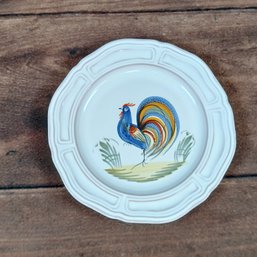 Henriot QUIMPER Scalloped Luncheon Plate 8-3/4' Gallic Coq Rooster