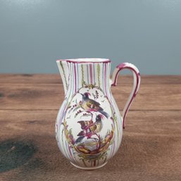 Multi Colored Staffordshire Pitcher With Floral And Bird Motif