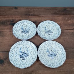 Set Of 4 Ente Ceramica Faenza Blue And White Castle Plate