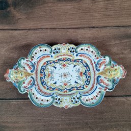 Faience Vieux Rouen Serving Trey With Face Handles