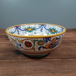 Serving Bowl RICCO DERUTA DELUXE Majolica Large Multi-Color Ceramic