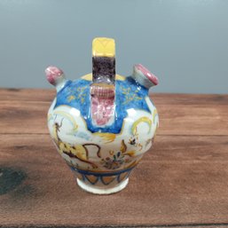 Majolica Spanish Faience Botijo Drinking Flask