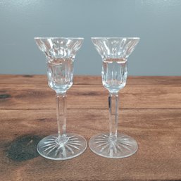 Pair Of WATERFORD CRYSTAL ARDREE PATTERN CANDLESTICK(S) SIGNED 5 5/8'