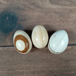 Set Of 3 Vintage Onyx Marble Eggs, 3 Each