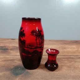 Pair Of ROYAL DOULTON FLAMBE VASE - 9' And  4'