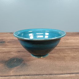 Studio Pottery Blue Ceramic Bowl 9'