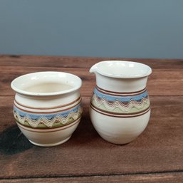 James Town Pottery Sugar Bowel And Pitcher Set