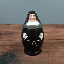 Vintage Nun German Character Lidded Beer Stein  With Lithophane