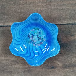 Blue Swirl Glass 7' Candy Dish