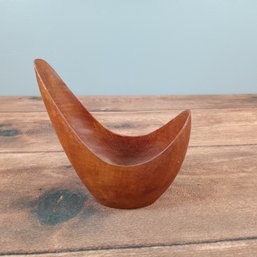 Stig Sandqvist Hand-carved Teak Scoop-Shaped Bowl