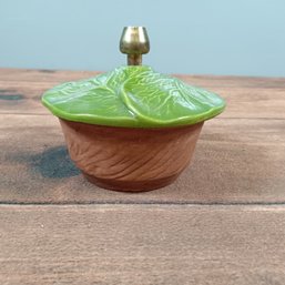Cabbage Leaf Small Candy Dish With Lid USA