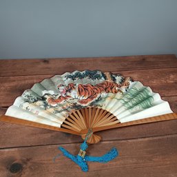 Chinese Wall Hanging Folding Fan With Tiger