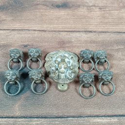 Brass Lion Door Knocker And Cabinet Handles