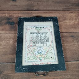 Embroidered Embroidery Perpetual Calendar Sampler Framed
