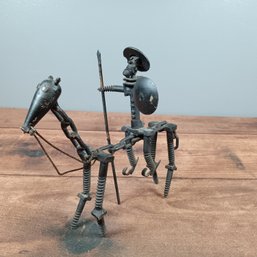 Nuts And Bolts Don Quixote Metal Sculpture Man On Horse With Spear Wrought Iorn