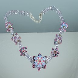 Glass Stars And Bead Purple Necklace