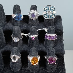 9 Silver Tone Ring Lot