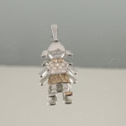 Sterling And 14k Two Town Girl Pendent