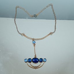 Gold Town Necklace With Blue Stones