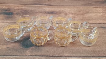 Handblown Gold Trim Clear Glass Cups