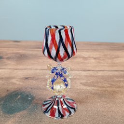 Multi Colored Hand-blown Murano Style Glass Goblet