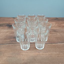 11 DURALEX 6' Tall Clear Glass Paneled 12 Oz Glasses, Picardie Clear, France