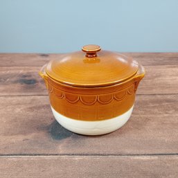 Emile Henry Dutch Oven Brown White Two Tone Stoneware France Covered Stew Pot