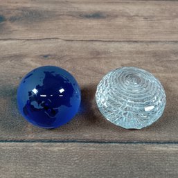 Set Of Two Glass Paper Weights