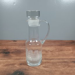 13' Decanter With Etched Ship And Lid