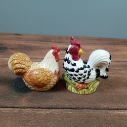 Chicken And Rooster Salt And Paper Shakers