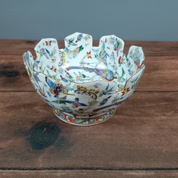 Chinese Porcelain Bowl Sacred Bird And Butterfly Pattern 10'