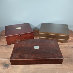 Set Of 3 Wooden Silverware Storage Chests