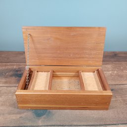 Wooden Jewelry/ Trinket Box With Chain Multi Layered