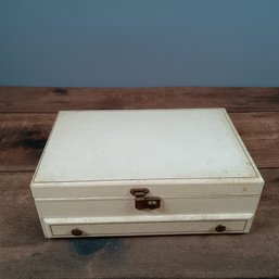 Jewelry Case Corp Box Cream Red Interior With Drawer Key Included