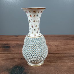 Hand Painted Floral Pattern With Reticulated Bottom