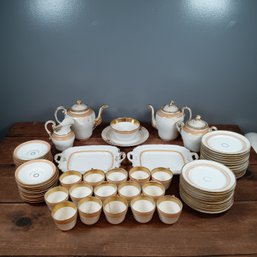 Large Lot Of French Porcelain Coffee Pots Cups Plates Serving Trays