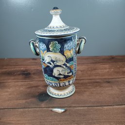 Tall Saca Castelli Pottery Italy Vase With Lid