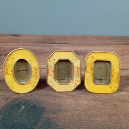 Set 3 Vintage The Bucklers Inc.5th Ave Brass Enamel Picture Frames