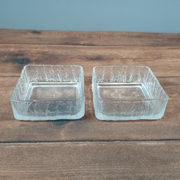 Pair Of Mid-Century Modern Hoya Glacier Bark Frost Fire Square Dishes