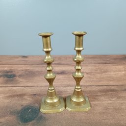 Pair Of 10' Brass Candle Sticks