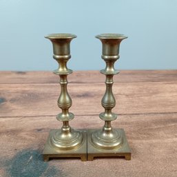 Pair Of 8' Brass Candle Sticks