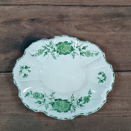 Hand Painted Made In Italy Green Floral Dinner Plate