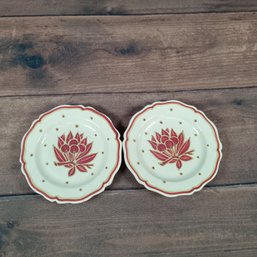 Pair Of Temp-tations By Tara 'Old World Cranberry' Scalloped Salad Plates