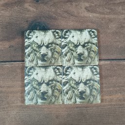 Set Of 4 Coasters With Lion Head