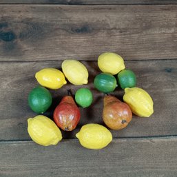 Lot Of Fake Fruits Lemons Limes And Pears