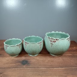 3 Nesting Weller Pottery Patra Jardiniere Tulip Planters